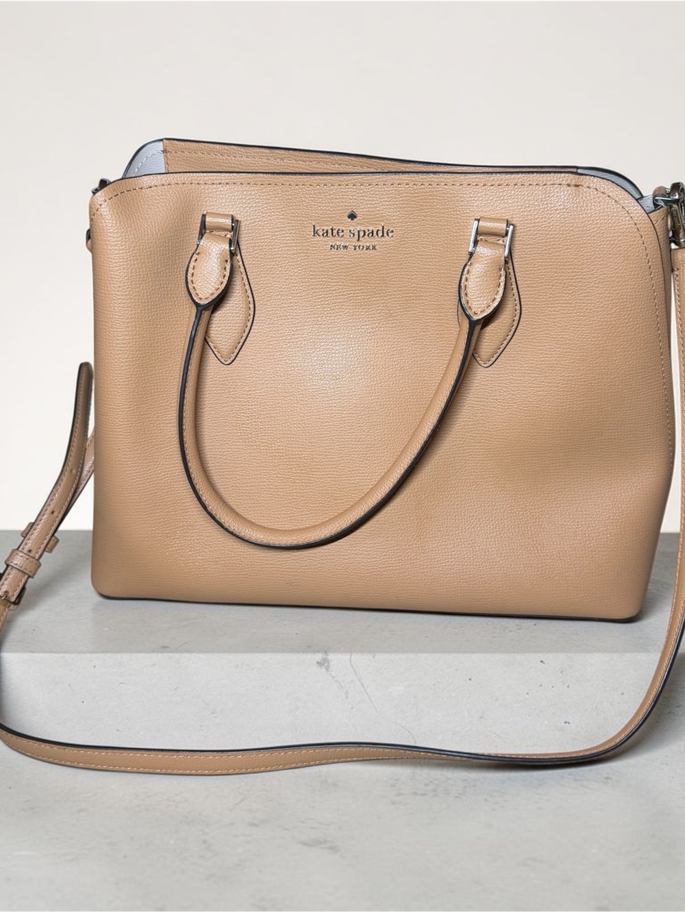 Kate Spade New York Darcy Tan Leather Satchel with Removable Strap